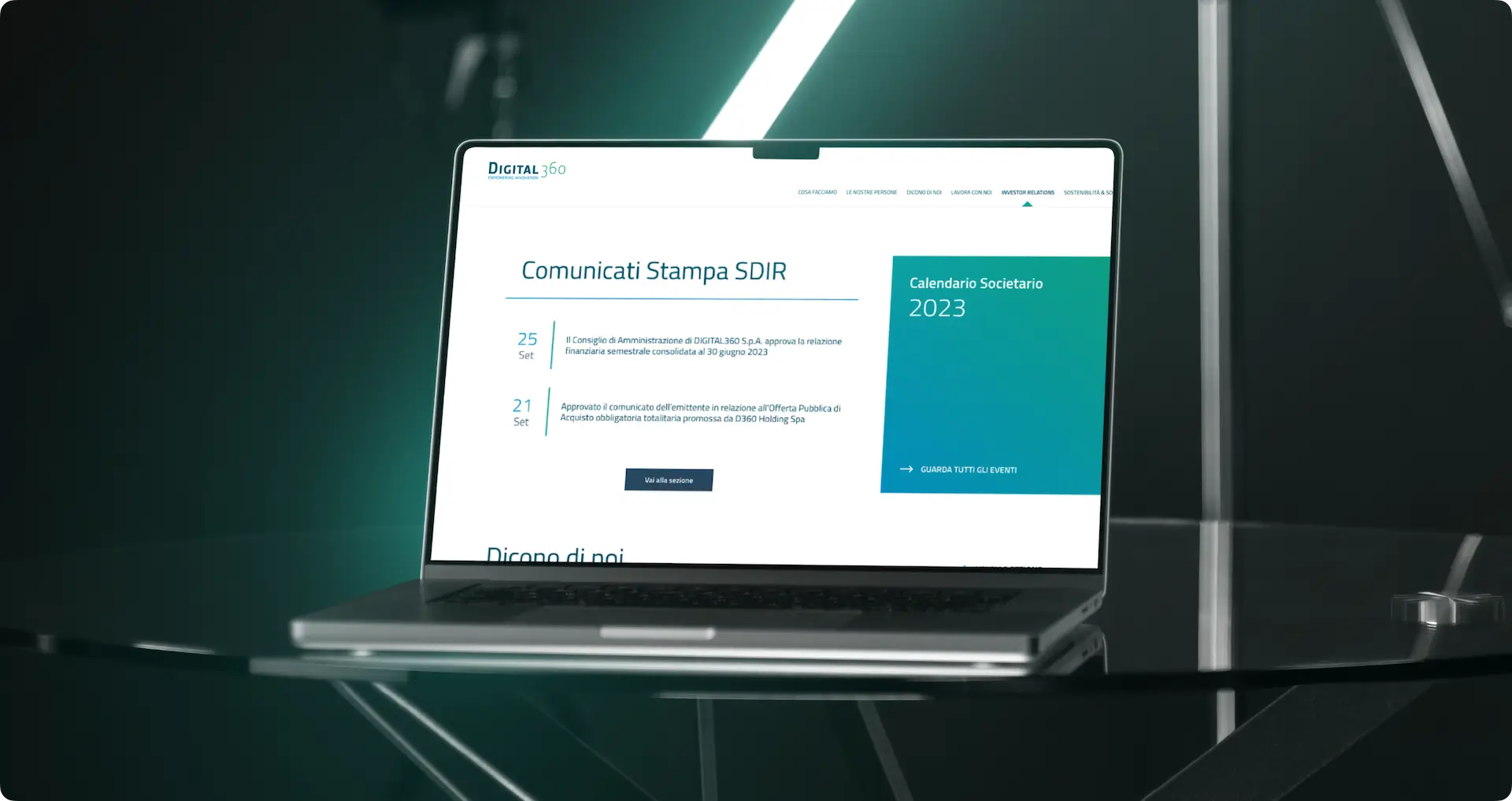 Il sito corporate di una società quotata